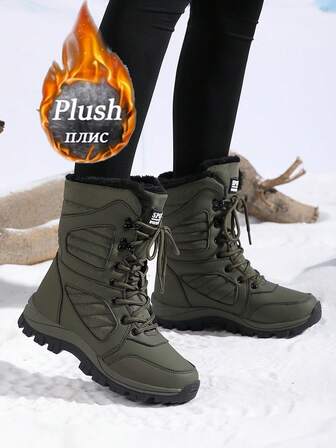 1双加大码女式雪地靴，2025冬季新款防水保暖雪地靴，户外徒步靴，防滑鞋底，适合日常穿着和户外活动