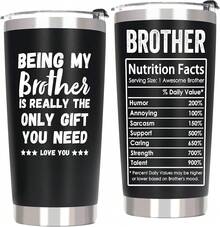 .Com| Breezy Valley Brother Gifts, Christmas Gifts For Brother From Sister, Best Funny Birthday Gift Ideas For Older Little Brothers Adult, Brothers Tumbler Coffee Cup From Sister Sibling Cousin: Tumblers & Water Glasses - 兄弟營養成分錶 - 查看 12