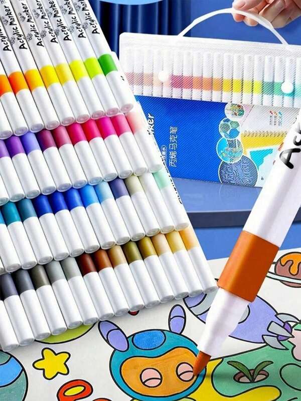 60-Colors Acrylic Markers Set - 60/48/36/24pcs Set Water-Based Coloring Pens For Student Art, Anime, Drawing And Sketching Back To School