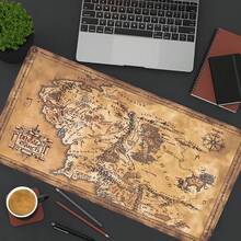 Alfombrilla de ratón grande con mapa de la Tierra Media - Almohadilla de escritorio ultra suave, base de goma, diseño con temática de Halloween, adecuada para oficina y configuración de computadora doméstica, diseño de fantasía, alfombrilla de ratón, alfombrilla de escritorio, alfombrilla de ratón linda, tapete de escritorio de computadora, alfombrilla de ratón grande, almohadilla para teclado, alfombrilla de ratón para juegos, almohadilla de escritorio grande, tapete de escritorio, accesorio de estación de trabajo, textura suave, base - Multicolor - Ver 2