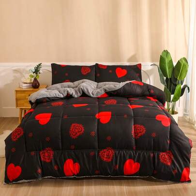 1pc Printed Thick Quilt, Reversible, Soft And Comfortable