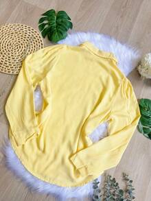 Women's Solid Button-Down Shirt CasualSP035 - Yellow - View 5
