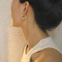 Huggie Hoop Earrings Women 18 K Gold Hoop Earrings Twisted Rope Round Hoop Earring Simple Minimalist Jewelry - 1 - Xem 4