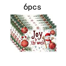 1 Stück/4 Stücke/6 Stücke/100 Stücke Freude auf der Welt Schneemann Muster Tischset, maschinenwaschbar rechteckiges Polyester Tischset, Tischschutz, wärmeisolierendes Tischset, Restaurant Tischdekoration, Party Zubehör, Weihnachtsdekoration, Geschenkidee