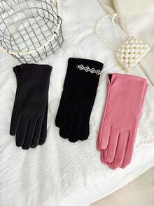 羊皮摩托车手套 韩版 男女通用 保暖内衬 加厚 保暖 情侣短款骑行防寒防风 秋冬 - 彩色 - 查看 6