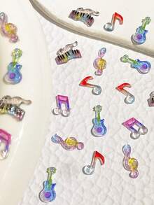 50 قطعة من الملحقات الزخرفية لفن الأظافر بشكل ملاحظات موسيقية لامعة بألوان الحلوى، ديكورات شعر جميلة للزينة DIY مناسبة لحجارة الراين ثلاثية الأبعاد لأظافر، سلاسل الهاتف، سلاسل المفاتيح، أعمال فنية DIY للأظافر، هدايا