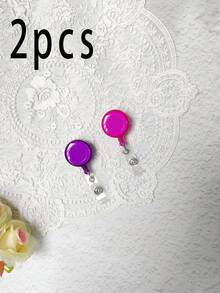 1pc Minimalist Style Blank Easy To Pull Buckle Portable Compact ID Card Holder Hanging Rope Chest Strap Extension Buckle Round Transparent Back Clip With Easy Pull Buckle Going Out To Study Or Work, Gifts For Friends, For Men And Women Back To School - Multicolor - View 13