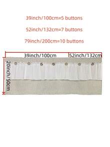 1pc Farmhouse Style Double Layer Cafe Curtain Valance - Brown Lattice Pattern, White Sheer Lace Trim, Retro Button Decor, All Seasons, Linen Fabric, Princess Style Short Curtain Tier For Living Room Kitchen Bathroom Window Decor - Red and White - View 4