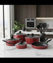 batería de cocina Tfal Xpert Chef 12 piezas, Fabricada con aluminio de alta durabilidad, asegura una distribución uniforme del calor, lo que resulta en cocciones precisas y eficientes - Rojo - Ver 1