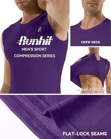 GYHSRunhit Sleeveless Compression Shirt Men Top Athletic Muscle Shirts Men - 紫色 - 查看 4