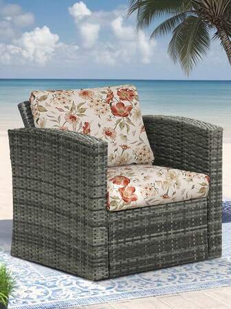 1pc Milk Silk Printed Sofa Cushion Cover, Beach Holiday, Spring/Summer, Multicolor Floral, Outdoor High Elasticity Dust-Proof Anti-Dirty Anti-Slip Removable Washable For Patio, Bedroom, Study, Sofa