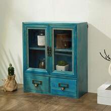 ZHFEISY 3 Tiers Storage Cabinet With 2 Drawers And Acrylic Doors,Display Cupboard With 2 Drawers,Countertop Apothecary Cabinets - mặc định - Xem 1