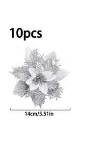 20 piezas/10 piezas/2 piezas Flor de Pascua artificial multicolor, decoraciones de árbol de Navidad con flores de Pascua, flores de Pascua con malla hueca brillante, decoraciones navideñas, accesorios festivos, árbol de Navidad, corona, adornos de árbol de Navidad con flores de Pascua brillantes, decoración navideña DIY corona de flores de Pascua, decoraciones de fiesta Navidad Decoración 2025 Decoración de Navidad 2025