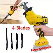 Brushless Cordless Reciprocating Saw, Multi-Function Handheld Electric Saw Compatible With Dewalt 20V Battery For Wood/Metal/PVC Cutting, Projects, Home Improvement, Portable Saw, Ergonomic Grip, Precision Cutting, Durable Construction - 黃色 - 查看 1