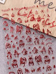 5 Peças de Adesivos de Arte de Unhas de Papai Noel Vermelho em Estilo de Desenho Animado - Design de Arte DIY para Inverno, Natal, Ano Novo, Flocos de Neve Vermelhos Fofos, Renas, Papai Noel, Pinguins, Corações, Fitas, Acessórios de Natal, Adequado para Uso Diário, Casamento e Feriados de Mulheres, Adesivos de Unhas Descartáveis, Estilo de Tema de Desenho Animado e Fofo, Fácil de Colar, Decoração de Salão de Beleza