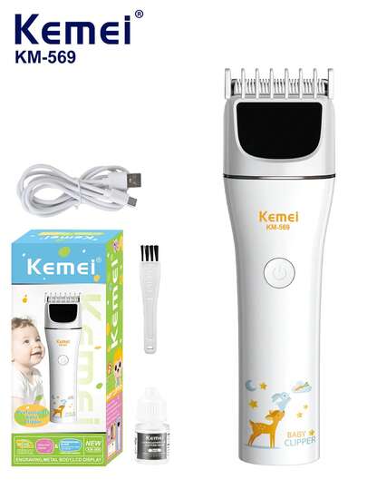  1 pieza Cortadora de pelo Kemei Profesional Cortadora de pelo eléctrica para niños Bajo nivel de ruido, Adecuado para niños y bebés Máquina de corte de pelo recargable por USB Juego de belleza portátil