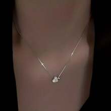 925 Sterling Silver Heart Pendant Necklace, Simple Clavicle Necklace For Women - Silver - View 2