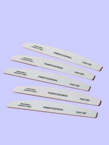 5片装月牙形100/180目木质指甲锉，双面砂纸指甲抛光块，可水洗重复使用，适用于天然指甲，家用和美甲沙龙均可使用。 - 灰色 - 查看 9