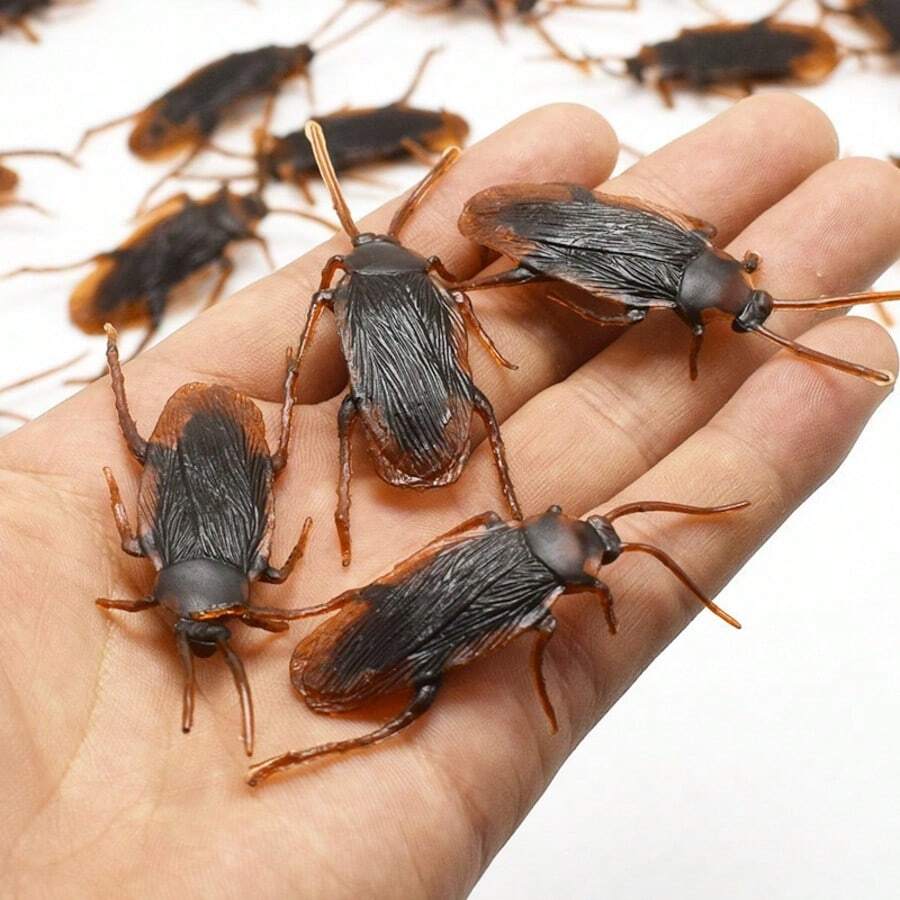 超逼真假蟑螂惊吓玩具 - 惊吓道具，逼真昆虫模型，适合派对/万圣节 - 棕色 - 查看 1
