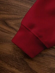 Tween Boy Classic Casual Versatile Solid Red Sweatshirt, Suitable For Layering Or Wearing Alone - Red - View 5