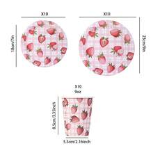 10/20/30pcs,Strawberry Birthday Party Plates And Cups Decoration Summer Watercolor Fruit Tableware Plates Cups For Wedding Berry First Birthday Themed Baby Shower Party Supplies, Disposable 9'' 7'' Paper Plates 9 Oz Cups Cutlery Dinnerware For 1st Birthday
