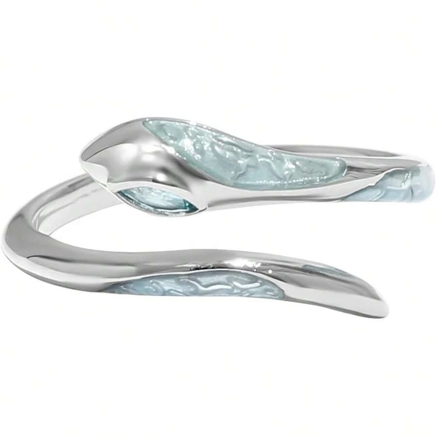 Anillo de Plata Qwonekou Anillo para Mujer Anillo Ajustable Diseño de Serpiente, Anillo Esmaltado Anillos de Mujer Anillo de Boda Regalo Ideal para Mujeres Tamaño Universal 40048 - 1 - Ver 1