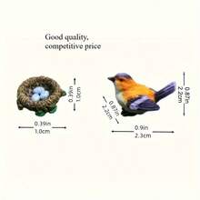 3-Piece Set, Colorful Three Bird Decoration, Orange Green Resin Bird Craft Decoration, Realistic Bird's Nest Garden Bonsai Decoration Accessories, Indoor Decoration, Home Decoration, Nature Inspired Decoration, Decorative Embellishment, Durable Resin, Delicate Sculpture, Mini Bird, Suitable For Gardening Enthusiasts And Collectors - 3件 - 查看 3