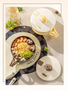 Cute Kitchen 1/2個 1200ml 即食麵碗 SUS304不鏽鋼，可愛卡通動物，可攜式碗－手機支架設計，可用於食用即食麵、水果、沙拉、義大利麵，感恩節、開學季，送給他人的可愛禮物 - 彩色 - 查看 11