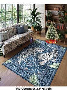 1pc Tiger Area Rugs, Boho Washable Rugs For Living Room, Vintage Soft Dining Room Rug, Non Slip Resistant Large Floor Carpet For Office Bedroom,Living Room,Entrance Welcome Door Mat,