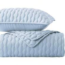 Blue Quilt King Size Bedding Sets With 2 Pillow Shams, Lightweight Soft Bedspread Coverlet, Quilted Blanket Thin Comforter Bed Cover All Season, 3 Pieces, 104x90 Inches, All - Season Bedding - 藍色 - 查看 4