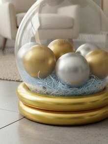 16件套开斋节派对装饰气球套装，包含16英寸金色“EID”字母铝箔气球、18英寸透明乳胶气球和金色金属卷曲气球，适用于开斋节和斋月。家居派对装饰道具 - 查看 8