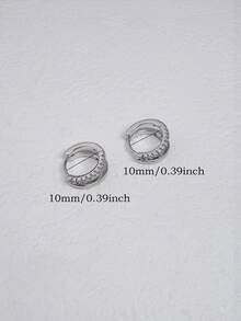1 Pasang Set Anting Bertingkat, Anting Zirkonia Perak, Anting Tulang Rawan, Helix, Cuping Telinga, Set Anting Kecil, Cocok Untuk Anak Perempuan - Perak-1# - View 3