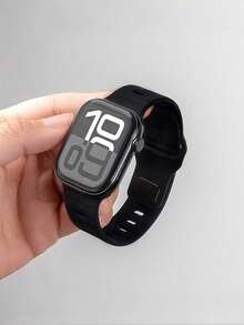 1条运动硅胶表带，兼容 42mm、38mm、40mm、41mm、44mm、45mm、46mm、49mm，时尚智能手表替换表带，适用于Series Ultra2、Ultra SE2、SE 11、10、9、8、7、6、5、4、3、2、1，男女通用 - 黑色 - 查看 7