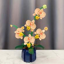1000 piezas Conjunto de bloques de construcción de ramos de flores de orquídea, incluye maceta, plantas artificiales, ideal para decoración del hogar, oficina, regalos para amantes de las flores, manualidades, Navidad, Pascua, Día de la Madre, fiestas, cumpleaños