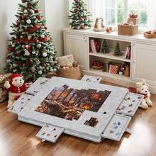 2-In-1 Design 1000 Pcs Puzzle Board Storage Organizer W/Drawers Portable - Grey - View 5