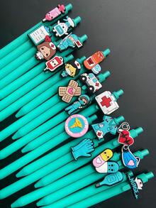 10 Stücke/Set minimalistische einfarbige Kugelschreiber für medizinisches Personal, Doktoren- & Krankenschwestern-Motiv, geeignet als Geschenk für Ärzte, Krankenschwestern, medizinisches Assistenzpersonal und Studenten, zufälliger Stil - Schwarz - Übersicht 7