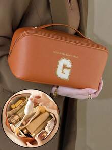 Túi du lịch đa năng, có ngăn đựng mỹ phẩm, túi trang điểm chống thấm nước bằng da PU, túi đựng mỹ phẩm hai lớp dung tích lớn, túi xách du lịch đa năng dành cho nữ, túi đựng đồ vệ sinh cá nhân, túi đựng mỹ phẩm, túi trang điểm, túi đựng đồ vệ sinh cá nhân, vật dụng cần thiết khi đi du lịch, đi du thuyền, đi nghỉ mát, unisex - Nhiều màu - Xem 27