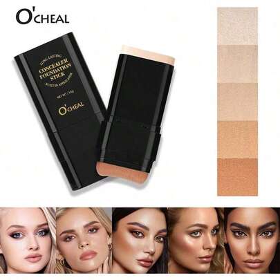 O'CHEAL Face Foundation Contour Stick Long-Wear Lightweight Brighten Stick Blemish Contouring Face Concealer Beauty Makeup Cosmetic Skin Tint Color Changing Full Coverage
