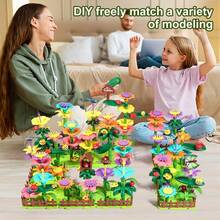 Flower Garden Building, Educational STEM Garden Play Set, Flower Stacking, Perfect Gift Christmas Gifts Color Block Color Blocks - 彩色 - 查看 9