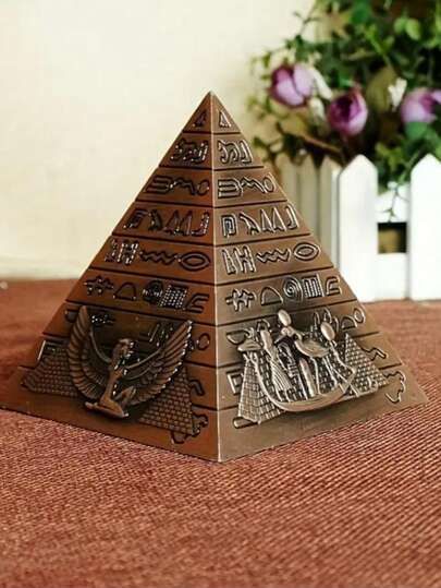 1 件埃及地标金字塔树脂雕塑，创意家居装饰雕像，办公桌装饰品，带有复杂的埃及象形文字，适合节日和房间装饰，埃及装饰