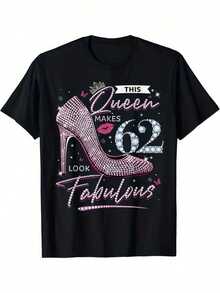 This Queen Makes 62 Looks Fabulous Shirt 62th Birthday Women T-Shirt - 黑色 - 查看 1