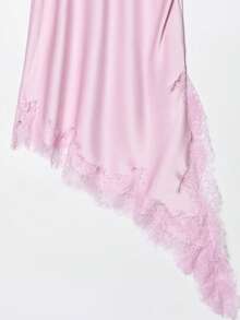 DEEKA Summer New Women's Fashion Sexy Asymmetric Lace Dress, European And American Style - Pink - View 8