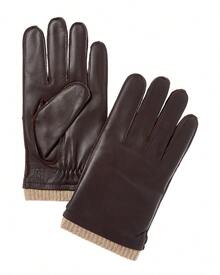 Bruno Magli Cashmere-Lined Leather Gloves - 棕色 - 查看 2