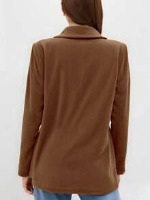 Chaqueta con solapa para mujer, elegante blazer de pana para oficina, otoño - Marrón - Ver 4