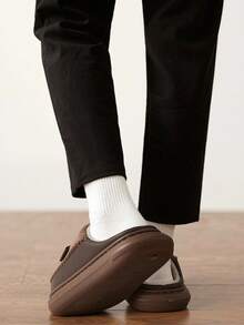 Men's Slippers - Men's Indoor Slippers - Men's Simple Design Letter Pattern Plush Slippers With Soft Sole, Comfortable Indoor Casual Warm House Slippers