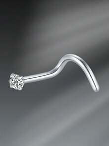 CIZME 1pc/Set 20G Titanium Steel G23 Nose Rings For Women Men,Silver Clear Diamond CZ L Shaped Nose Studs Top 1.5mm 2mm 2.5mm 3mm CZ Nose Piercing Jewelry Nose Ring Studs Jewelry - Silver - View 9