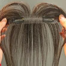 女士真人发夹式刘海和鬓角接发 - 自然造型直发接发，带安全夹，方便佩戴，打造自然发际线和鬓角，增强发际线，打造时尚假发 - 彩色 - 查看 6