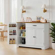 Kitchen Cabinet, Sideboard, Kitchen Furniture, 1 Drawer, 3 Doors, Anti-Tip Device And Magnetic Cabinet Doors - Retro Color - View 2