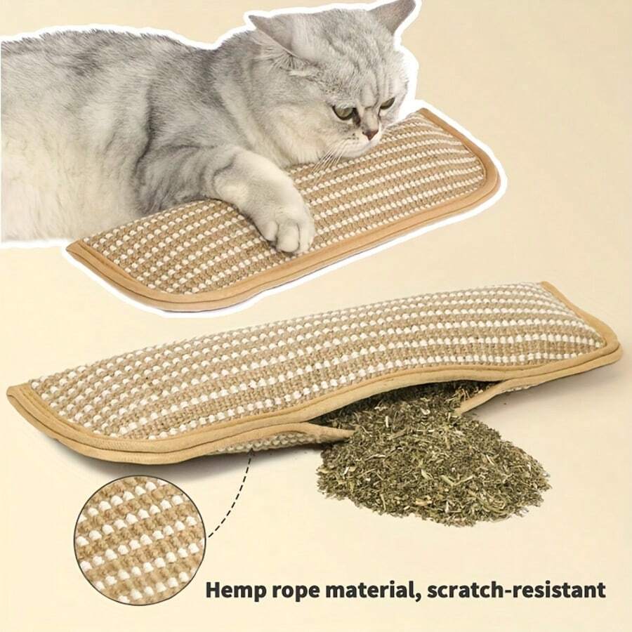 耐用的猫玩具枕头和猫抓板 - 防咬咬床罩，适合小猫，柔软，驱蚊，适合所有品种和尺寸，玩耍和家具 - 互动式猫玩具，适合单独玩耍和亲密接触 - 米駝色 - 查看 1