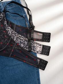 3pcs Women Plus Size Solid Color, Strawberry & Leopard Print Padded Bras - Multicolor - View 6